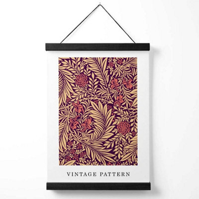 Artze Wall Art Vintage William Morris Larkspur In Pink And Beige / Black Frame / Size: A4 - image 1
