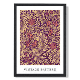 Artze Wall Art Vintage William Morris Larkspur In Pink And Beige / Black Frame / Size: A4 - thumbnail 2