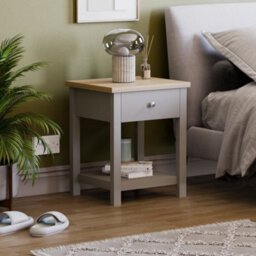 Lassic Vida Designs Arlington Grey 1 Drawer Side Table Coffee End Bedside Cabinet Nightstand - thumbnail 1