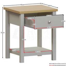 Lassic Vida Designs Arlington Grey 1 Drawer Side Table Coffee End Bedside Cabinet Nightstand - thumbnail 2