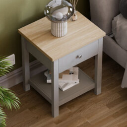 Lassic Vida Designs Arlington Grey 1 Drawer Side Table Coffee End Bedside Cabinet Nightstand - thumbnail 3