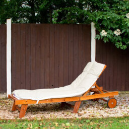 2 Pack Cream Sun Lounger Cushions 60X190Cm British Made Recliner Pads With Straps - thumbnail 3