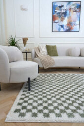 The Rugs Moodi Shaggy Green Lunel Rug Runner Tartan Thick High Pile For Living Rooms, Bedrooms, Hallways, Kitchens - thumbnail 2