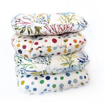 Just So Home Buttoned Effect Seat Pad Cushion Garden Kitchen (Seaweed Ocean) - image 1
