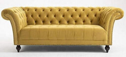 D Pro T Homeware Handmade Chesterfield 3-Seater, 2-Seater, & 1.5-Seater Mustard Velvet Sofa Set - thumbnail 1