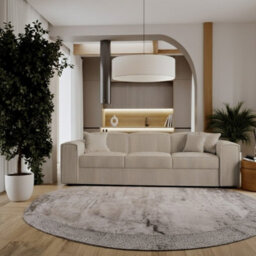 Modern Santos Sofa With Bed Function Stylish Upholstery And Comfortable Seating Perfect For Living Room Beige - thumbnail 1