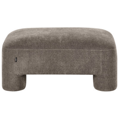 Wyld And Coco Brown Plush Fabric Ottoman, Rectangular Footstool W100 X D70 X H45Cm, Cylindrical Reinforced Legs - image 1