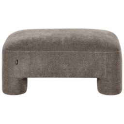 Wyld And Coco Brown Plush Fabric Ottoman, Rectangular Footstool W100 X D70 X H45Cm, Cylindrical Reinforced Legs - thumbnail 1