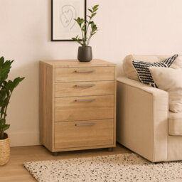 Wyld Haus Dris Natural Oak-Effect Office Filing Cabinet 4 Drawers - thumbnail 1