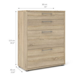 Wyld Haus Dris Natural Oak-Effect Office Filing Cabinet 4 Drawers - thumbnail 8