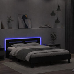 Berkfield Bed Frame With Led Without Mattress Black 150X200 Cm King Size - thumbnail 4