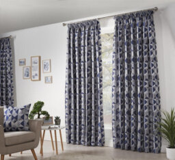 Luxury Living Skandi Pencil Pleat Curtains Blue/silver