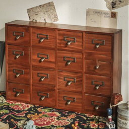16 Drawer Wooden Desk Drawer Organizer Apothecary Label Card Catalog Holder - thumbnail 4