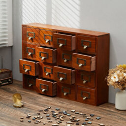 16 Drawer Wooden Desk Drawer Organizer Apothecary Label Card Catalog Holder - thumbnail 5
