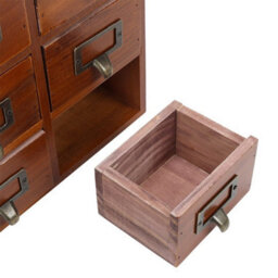 16 Drawer Wooden Desk Drawer Organizer Apothecary Label Card Catalog Holder - thumbnail 6