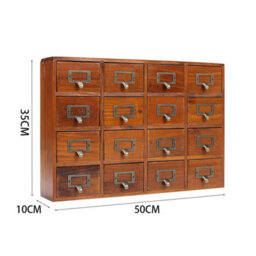 16 Drawer Wooden Desk Drawer Organizer Apothecary Label Card Catalog Holder - thumbnail 2