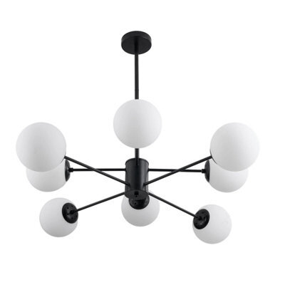 Living And Home 8-Head Modern Sputnik Chandelier Pendant Light, With Milky White Glass Lampshade - image 1