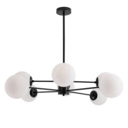 Living And Home 8-Head Modern Sputnik Chandelier Pendant Light, With Milky White Glass Lampshade - thumbnail 2