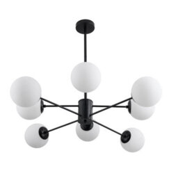 Living And Home 8-Head Modern Sputnik Chandelier Pendant Light, With Milky White Glass Lampshade - thumbnail 1