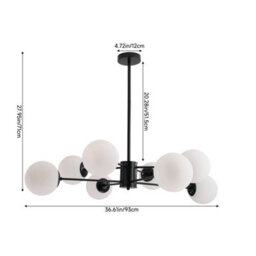 Living And Home 8-Head Modern Sputnik Chandelier Pendant Light, With Milky White Glass Lampshade - thumbnail 6