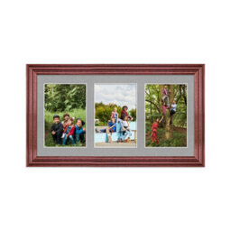 AK Frames 40X20Cm Rose Wood Classic Multi Photo Frame With Silver Mount - Holds 3 Apertures (3X) 6X4 Photos - thumbnail 1