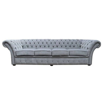 Chesterfield 4 Seater Sofa Settee Pimlico Grey Fabric In Balmoral Style - image 1