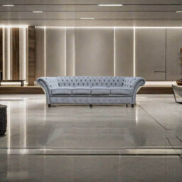 Chesterfield 4 Seater Sofa Settee Pimlico Grey Fabric In Balmoral Style - thumbnail 3