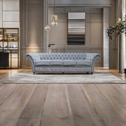 Chesterfield 4 Seater Sofa Settee Pimlico Grey Fabric In Balmoral Style - thumbnail 2