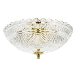 Happy Homewares Traditional Antique Brass Ceiling Light With Clear Textured Glass - thumbnail 2