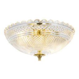 Happy Homewares Traditional Antique Brass Ceiling Light With Clear Textured Glass - thumbnail 3