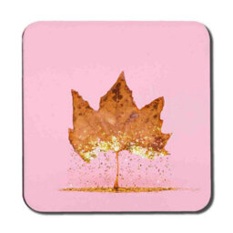 Benjamin Tate Design Gold Leaf Tree Placemat And Coaster Set With Wood Base In Pink Designer Artwork Edition - thumbnail 3