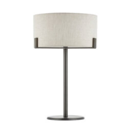 Anson Lighting Hatton Brushed Bronze With Natural Linen Shade Classic Style 1 Light Table Light - thumbnail 2