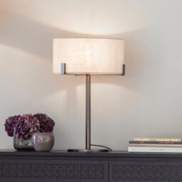 Anson Lighting Hatton Brushed Bronze With Natural Linen Shade Classic Style 1 Light Table Light - thumbnail 4