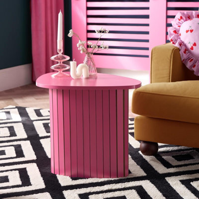 Ohs Madison Ribbed Side Table Corner Bedroom Living Room - Hot Pink - image 1