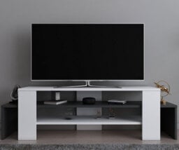 Decorotika Lenora Tv Stand Tv Cabinet Multimedia Unit With Open Shelves - White And Anthracite - thumbnail 1