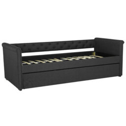 Beliani Trundle Bed Fabric Libourne 80 X 200 Cm (Eu Small Single) Dark Grey - thumbnail 7