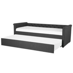 Beliani Trundle Bed Fabric Libourne 80 X 200 Cm (Eu Small Single) Dark Grey - thumbnail 1