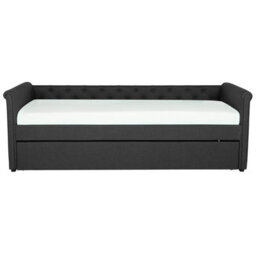 Beliani Trundle Bed Fabric Libourne 80 X 200 Cm (Eu Small Single) Dark Grey - thumbnail 5
