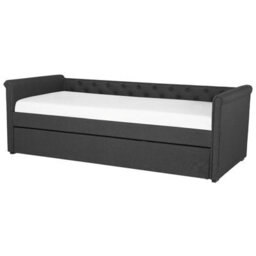 Beliani Trundle Bed Fabric Libourne 80 X 200 Cm (Eu Small Single) Dark Grey - thumbnail 4