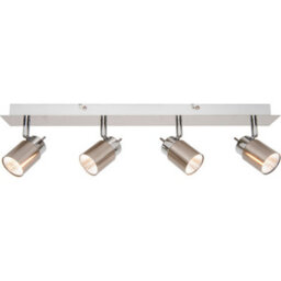 GoodHome Hades Bar Satin Nickel Effect 4 Light Spotlight - thumbnail 1