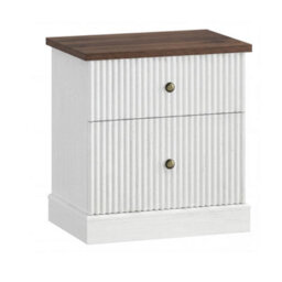 London Boutique Fluted Bedside Table, White 2 Drawer Bedside Cabinet, Curved Edge Side Table, 61X57.7X39.7Cm