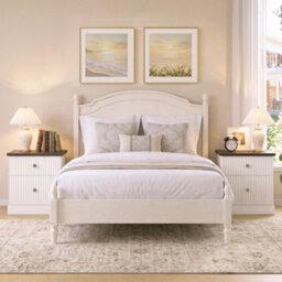 London Boutique Fluted Bedside Table, White 2 Drawer Bedside Cabinet, Curved Edge Side Table, 61X57.7X39.7Cm - thumbnail 6
