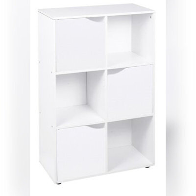 Urbn-Living White, White - 6-Cube Shelving Unit With Wooden Doors - image 1