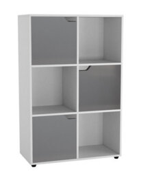 Urbn-Living White, White - 6-Cube Shelving Unit With Wooden Doors - thumbnail 8