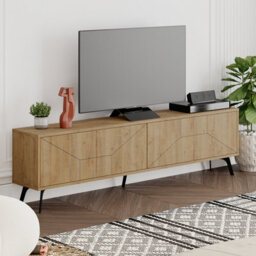 Decortie Dune Modern Tv Unit Multimedia Centre Oak With Storage Tv Cabinet 180Cm - thumbnail 4