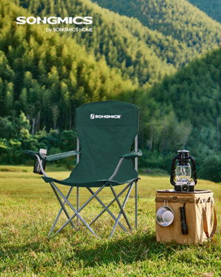 LEDREM Set Of 2 Folding Camping Chairs, Comfortable, Heavy Duty Structure,  Outdoor Chair With Cup Holder, Dark Green - image 1