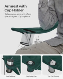 LEDREM Set Of 2 Folding Camping Chairs, Comfortable, Heavy Duty Structure,  Outdoor Chair With Cup Holder, Dark Green - thumbnail 6