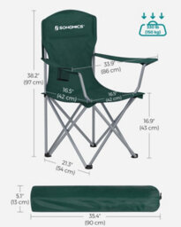 LEDREM Set Of 2 Folding Camping Chairs, Comfortable, Heavy Duty Structure,  Outdoor Chair With Cup Holder, Dark Green - thumbnail 7