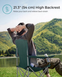 LEDREM Set Of 2 Folding Camping Chairs, Comfortable, Heavy Duty Structure,  Outdoor Chair With Cup Holder, Dark Green - thumbnail 3