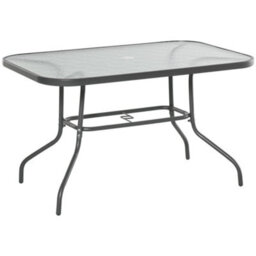 Wyld Haus Lemone 120Cm Charcoal Grey Rectangular Garden Dining Table With Tempered Glass Top And Parasol Hole - thumbnail 2